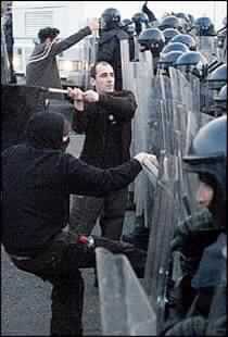Police Hose Down Anti-EU Marchers